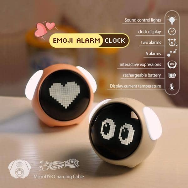 Voice Controlled Cute Smart Emoji Alarm Clock For Kids Gadsio