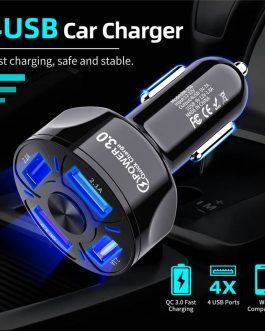 USLION 4 Ports USB Car Charge 48W Quick 7A Mini Fast Charging For iPhone (5)